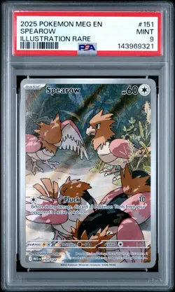 2025 POKEMON MEG EN-MEGA EVOLUTION ILLUSTRATION RARE #151 SPEAROW PSA 9 - Image 1