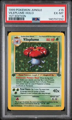 1999 POKEMON JUNGLE 1ST EDITION #15 VILEPLUME-HOLO PSA 6 - Image 1
