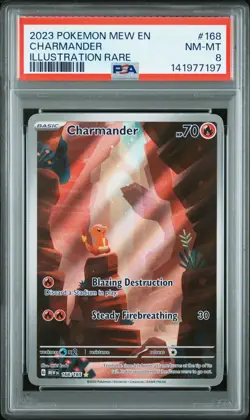 2023 POKEMON MEW EN-151 ILLUSTRATION RARE #168 CHARMANDER PSA 8 - Image 1