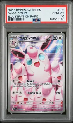 2025 POKEMON PFL EN-PHANTASMAL FLAMES ILLUSTRATION RARE #105 WIGGLYTUFF PSA 10 - Image 1