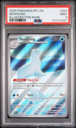 2025 POKEMON PFL EN-PHANTASMAL FLAMES ILLUSTRATION RARE #097 DEWGONG PSA 9 - Image 1