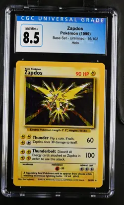 Pokemon 1999 Zapdos Holo Base Set #16 CGC 8.5 - Image 1