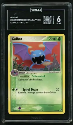 Pokemon 2005 Golbat 31/107 Ruby & Saphire Ex Deoxys TAG 6 - Image 1