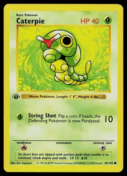 Pokemon Card - Caterpie 1st Edition Base Set Shadowless 45/102 - Image 1