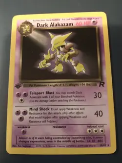 Pokemon TCG WOTC Team Rocket Dark Alakazam 18/82 1st Edition Non Holo Vintage LP - Image 1