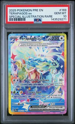 2025 POKEMON PRISMATIC EVOLUTIONS ILLUSTRATION RARE #169 TERAPAGOS EX PSA 10 - Image 1