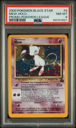 2000 POKEMON PROMO BLACK STAR POKEMON LEAGUE #9 MEW-HOLO PSA 8 - Image 1