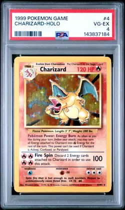 1999 POKEMON BASE SET UNLIMITED #4 CHARIZARD-HOLO PSA 4 - Image 1
