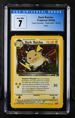 Pokemon 2000 Dark Raichu Holo Team Rocket #83 CGC 7 - Image 1