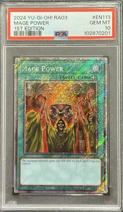2024 PSA 10 YUGIOH RA03 BONANZA PLATINUM SECRET RARE MAGE POWER 🔮 - Image 1