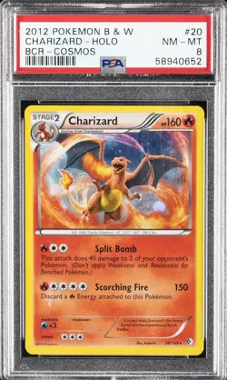 2012 POKEMON B&W BOUNDARIES CROSSED COSMOS #20 CHARIZARD-HOLO PSA 8 - Image 1