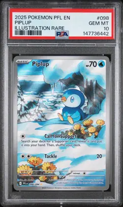 2025 POKEMON PFL EN-PHANTASMAL FLAMES ILLUSTRATION RARE #098 PIPLUP PSA 10 - Image 1