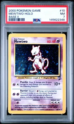 2000 POKEMON BASE SET 2 #10 MEWTWO-HOLO PSA 7 - Image 1