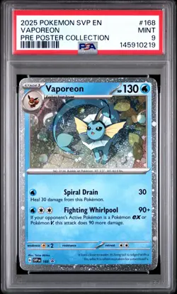 2025 POKEMON SVP EN-SV BLACK STAR PROMO #168 VAPOREON PSA 9 - Image 1
