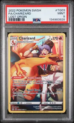 2022 Pokemon SWSH Lost Origin #TG03 FA Charizard PSA 9 MINT - Image 1
