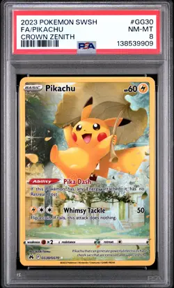 2023 POKEMON SWORD & SHIELD CROWN ZENITH #GG30 FULL ART/PIKACHU PSA 8 - Image 1