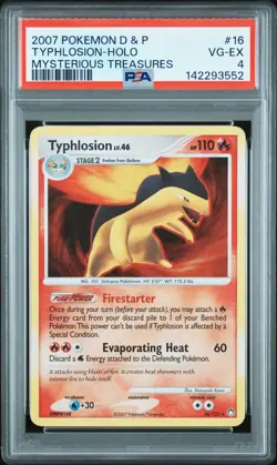 2007 POKEMON DIAMOND & PEARL MYSTERIOUS TREASURES #16 TYPHLOSION-HOLO PSA 4 - Image 1