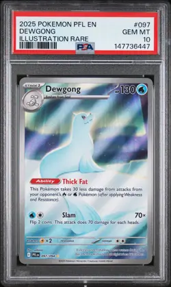 2025 POKEMON PFL EN-PHANTASMAL FLAMES ILLUSTRATION RARE #097 DEWGONG PSA 10 - Image 1