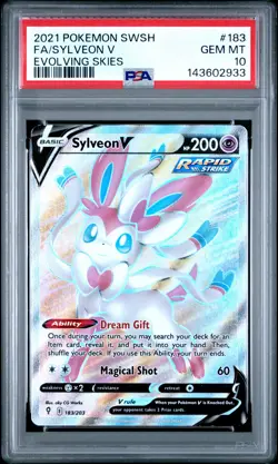2021 POKEMON SWORD & SHIELD EVOLVING SKIES #183 FULL ART/SYLVEON V PSA 10 - Image 1