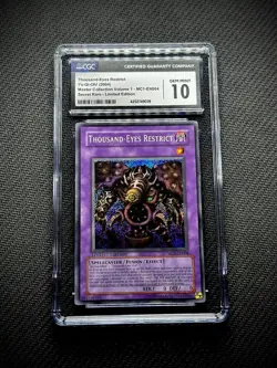 Thousand Eyes Restrict - MC1-EN004 - CGC 10 - Holo Bleeding - Yu-Gi-Oh! - Image 1