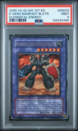 2005 YU-GI-OH! ELEMENTAL ENERGY 1ST ED ELEMENTAL HERO RAMPART BLASTER PSA 9 - Image 1