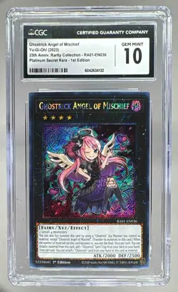 CGC 10 GHOSTRICK ANGEL OF MISCHIEF 2023 YU-GI-OH 25th Rarity 1st Platinum Rare - Image 1