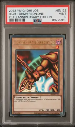 YU-GI-OH! 2023 ARM/FRBDN.ONE LOB EYES WHITE DRAGON 25TH ANNIV. ED. #EN122 PSA 9 - Image 1