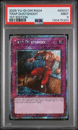2025 YU-GI-OH! RA04-QUARTER CENTURY STAMPEDE 1ST ED #EN121 TRAP DUSTSHOOT PSA 9 - Image 1