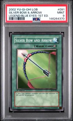 2002 YU-GI-OH! LOB-LEGEND OF BLUE EYES WHITE DRAGON SILVER BOW & ARROW PSA 9 - Image 1