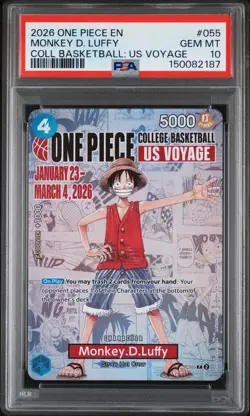 2026 ONE PIECE PROMOS COLLEGE BASKETBALL : US VOYAGE MONKEY D. LUFFY PSA 10 - Image 1