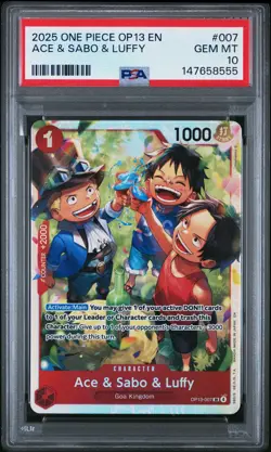 2025 ONE PIECE OP13-CARRYING ON HIS WILL #007 ACE & SABO & LUFFY PSA 10 - Image 1