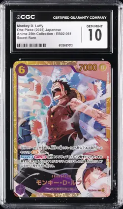 2025 ONE PIECE JPN ANIME 25TH COLLECTION SECRET RARE MONKEY D. LUFFY CGC 10 GM - Image 1