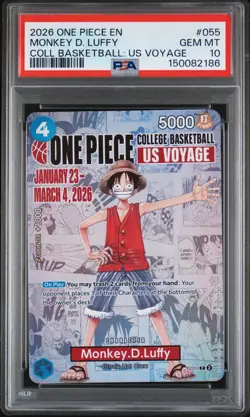 2026 ONE PIECE PROMOS COLLEGE BASKETBALL : US VOYAGE MONKEY D. LUFFY PSA 10 - Image 1