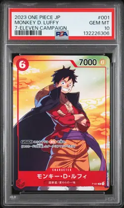 2023 ONE PIECE JPN PROMOS 7-ELEVEN CAMPAIGN #001 MONKEY D. LUFFY PSA 10 - Image 1