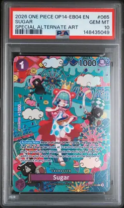 2026 ONE PIECE THE AZURE SEA'S SEVEN SPECIAL ALT ART #065 SUGAR PSA 10 - Image 1