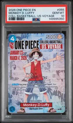 2026 ONE PIECE PROMOS COLLEGE BASKETBALL : US VOYAGE MONKEY D. LUFFY PSA 10 - Image 1