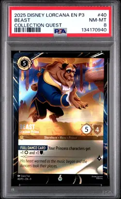 2025 DISNEY LORCANA EN P3-PROMO COLLECTION QUEST #40 BEAST GRACIOUS PRINCE PSA 8 - Image 1