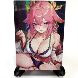 Genshin Impact Yae Miko Sexy Anime Waifu Girl Lewd Goddess Story Holo Art Card - Image 2