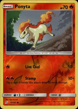 Ponyta Common SM - Team Up 17/181 Fire Reverse Holo Pokemon Card - Image 1