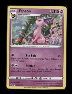 Pokemon Card Espeon SWSH174 Holo Card Sword & Shield Black Star Promo Card NM - Image 1