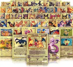 Pokemon TCG Textured Metallic Foil Cards Gold/Silver 3Pcs Vmax GMAX V EX Lot - Image 1