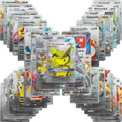 Pokemon TCG Textured Metallic Foil Cards Gold/Silver 3Pcs Vmax GMAX V EX Lot - Image 4