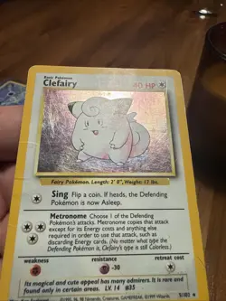 Clefairy Holo Rare Base Set Unlimted 5/102 Vintage 1999 WOTC Pokemon Card TCG - Image 4