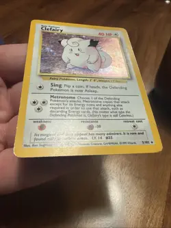 Clefairy Holo Rare Base Set Unlimted 5/102 Vintage 1999 WOTC Pokemon Card TCG - Image 5