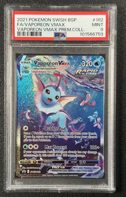 VAPOREON VMAX PSA 9 2021 POKEMON SWSH BLACK STAR PROMOS #SWSH182 FA PREMIUM 759 - Image 1