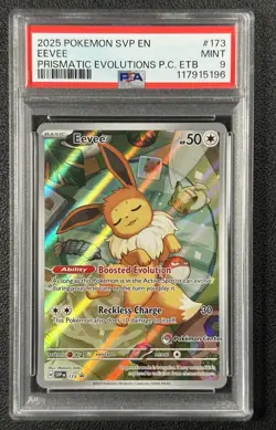 EEVEE PSA 9 2025 POKEMON SVP EN #173 PRISMATIC EVOLUTIONS P.C. ETB 5196 - Image 1