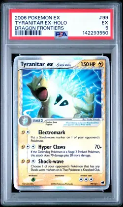 2006 POKEMON EX DRAGON FRONTIERS #99 TYRANITAR EX-HOLO PSA 5 - Image 1