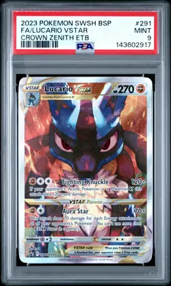 2023 POKEMON SWSH CROWN ZENITH ELITE TRAINER BOX FULL ART/LUCARIO VSTAR PSA 9 - Image 1