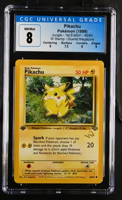 Pokemon 1999 Pikachu W Stamp Duelist Magazine Jungle - 1st Ed. #60 CGC 8 - Image 1
