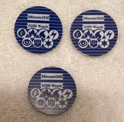 Vtg Lot of 3 Official Pokemon Hologram Coins Pikachu Stamie Aerodactyl Wizards - Image 3